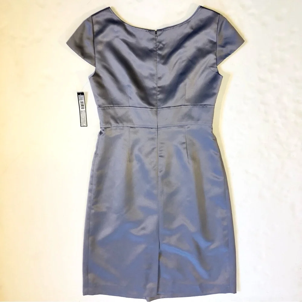 NWT Tahari Pewter Grey Paula Satin Dress 8 - Picture 11 of 15